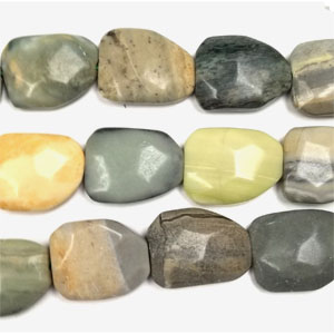 CHINA BUTTER JADE FACETED PEAR FREEFORM 16X20MM